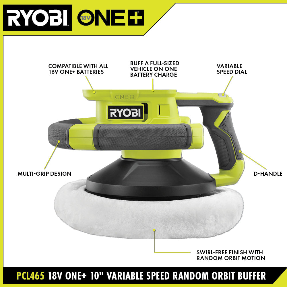 18V ONE+ 10” Variable Speed Random Orbit Buffer Image 2