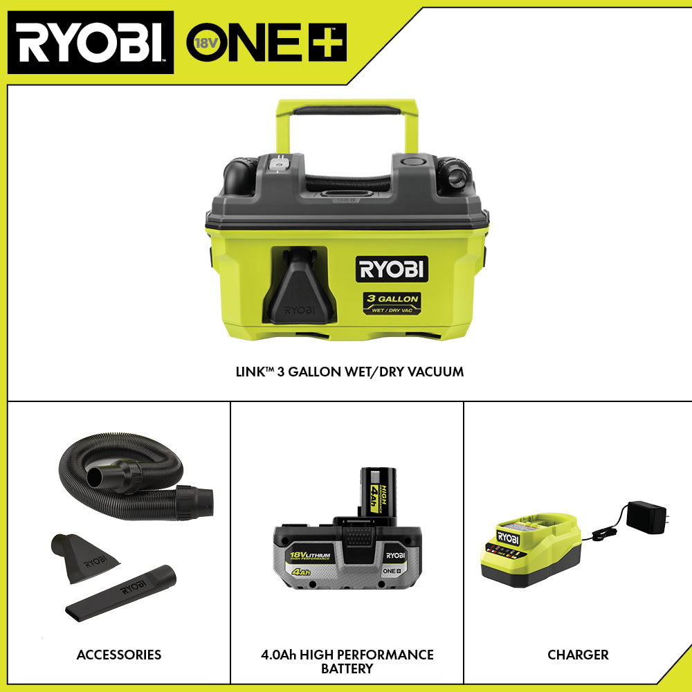 18V ONE+ LINK™ 3 GALLON WET/DRY VACUUM KIT Image 2