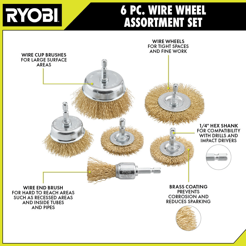 6 PC. Wire Wheel Assortment Set Image 3
