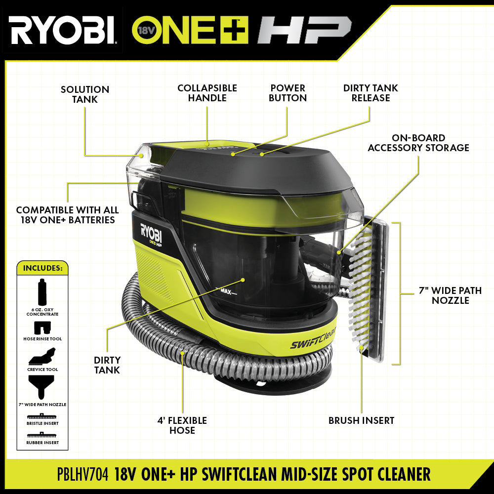 18V ONE+ HP SWIFTCLEAN MID-SIZE SPOT CLEANER Image 2