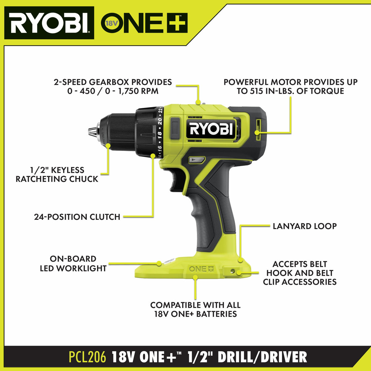 18V ONE+ 1/2" DRILL/DRIVER Image 2