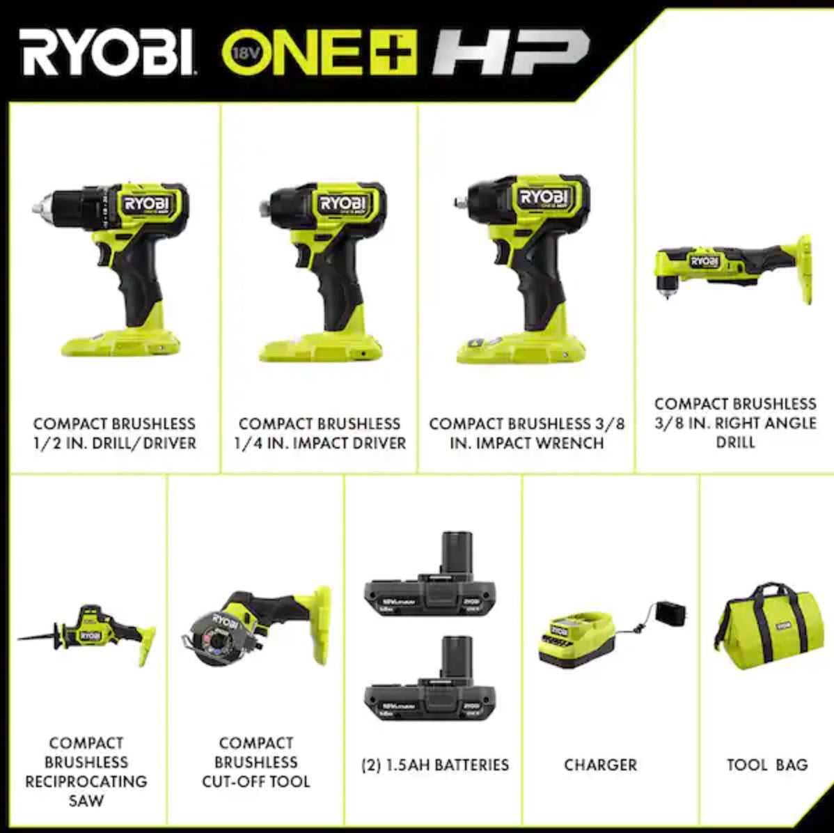 18V ONE+ HP Compact Brushless 6-Tool Combo Kit Image 2