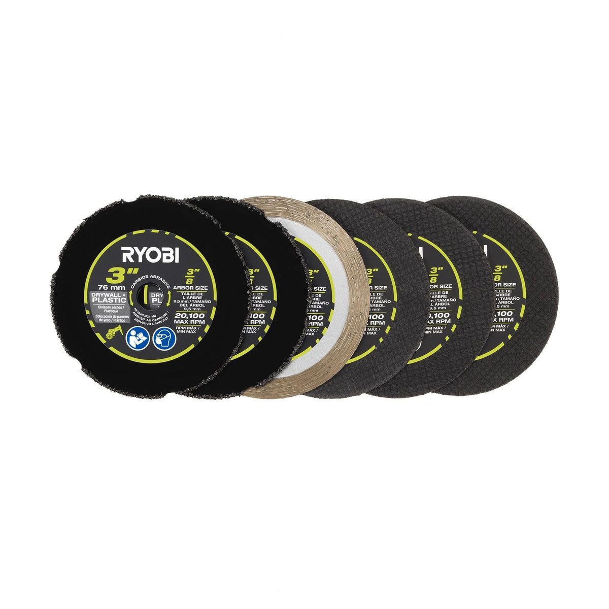 RYOBI 6 PC. 3 in. Cut-Off Wheel Set Image 3