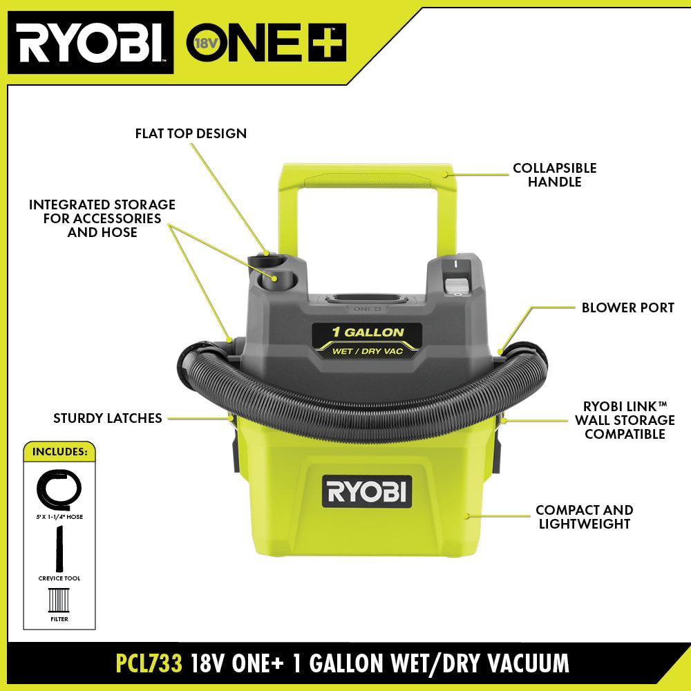 18V ONE+ 1 GALLON WET/DRY VACUUM KIT Image 3