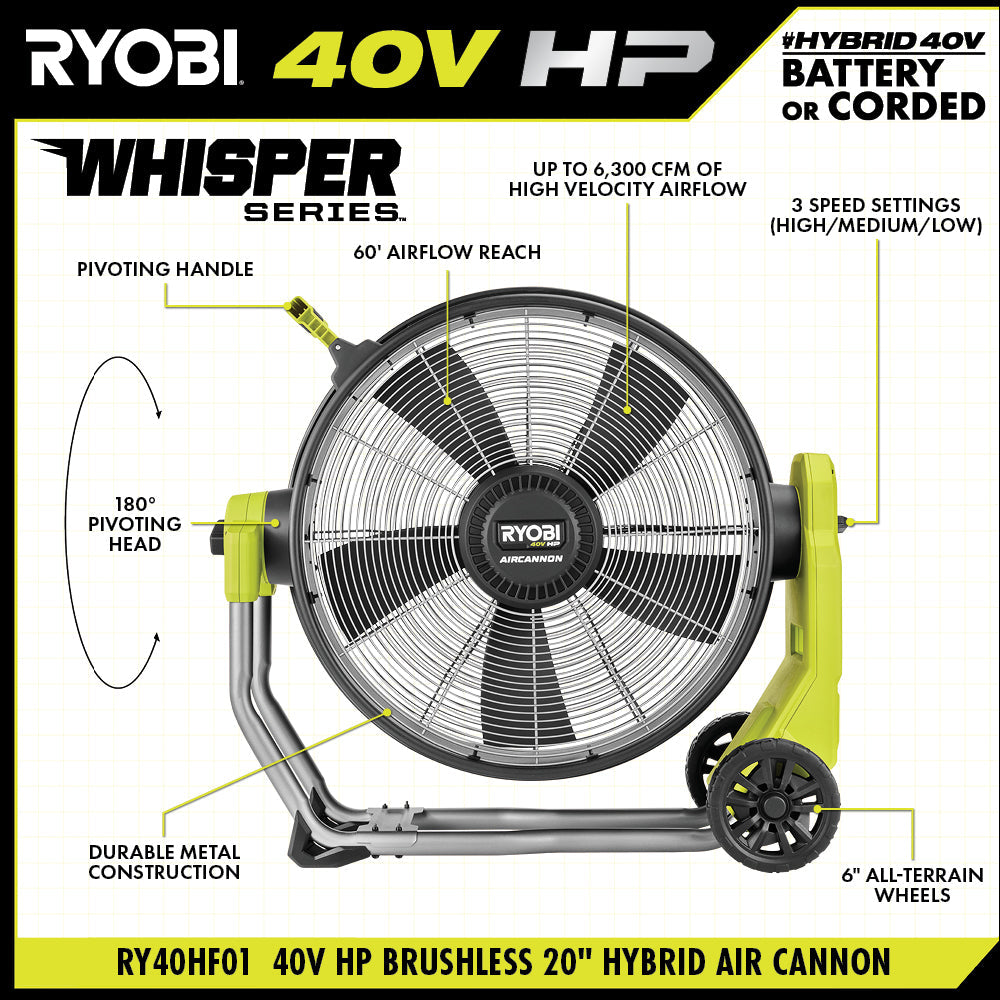40V HP BRUSHLESS HYBRID WHISPER SERIES 20" AIR CANNON Image 3