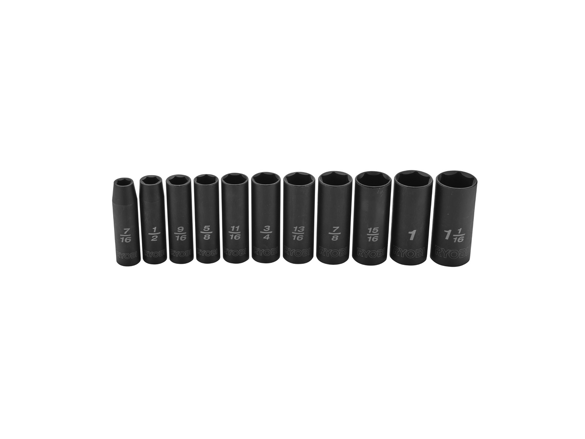 11 PC. SAE 1/2" Drive Deep Impact Socket Set image