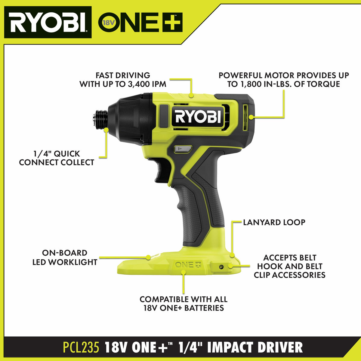 Ryobi 18V ONE+ 1/4" Impact Driver Kit Image 2